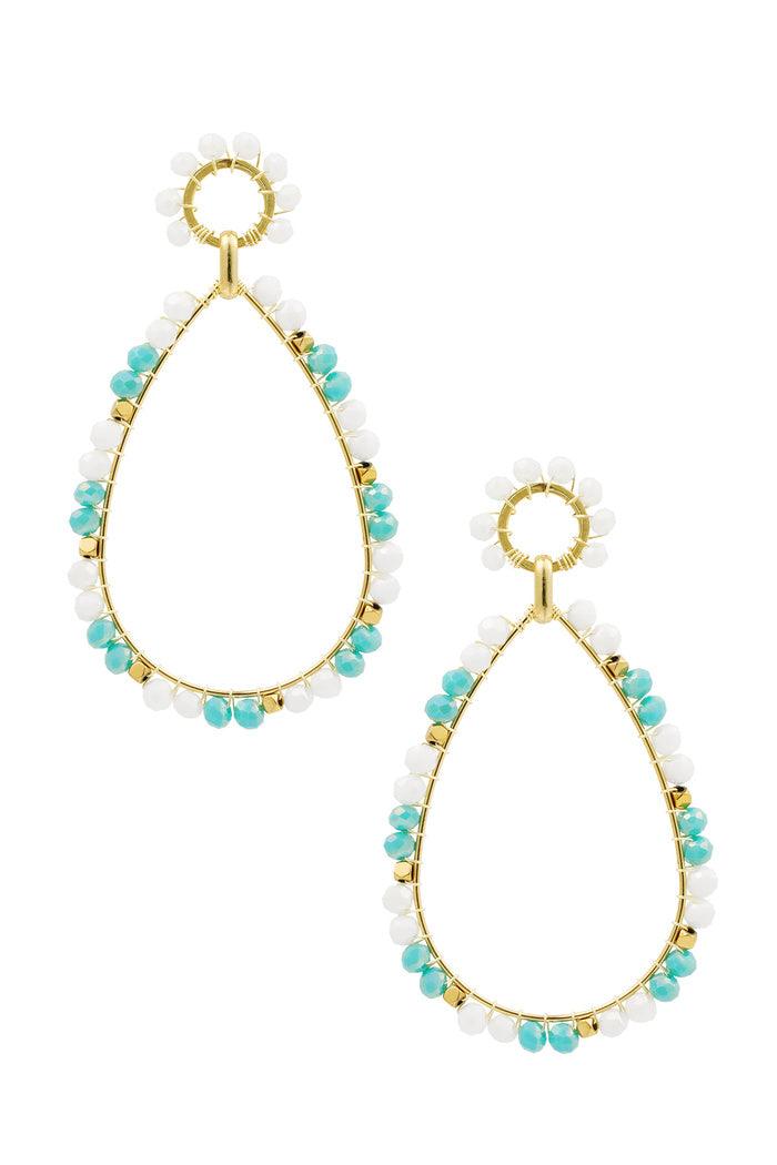 White Turquoise Bead Drop Earrings