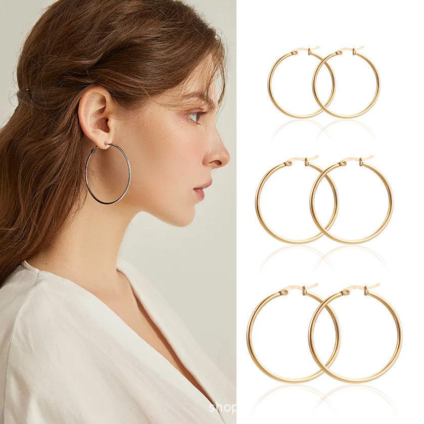 Chunky Gold and Silver Hoop Earrings