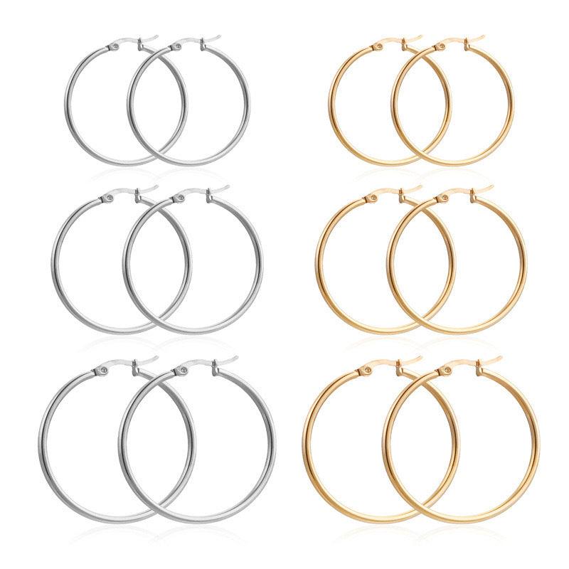 Chunky Gold and Silver Hoop Earrings