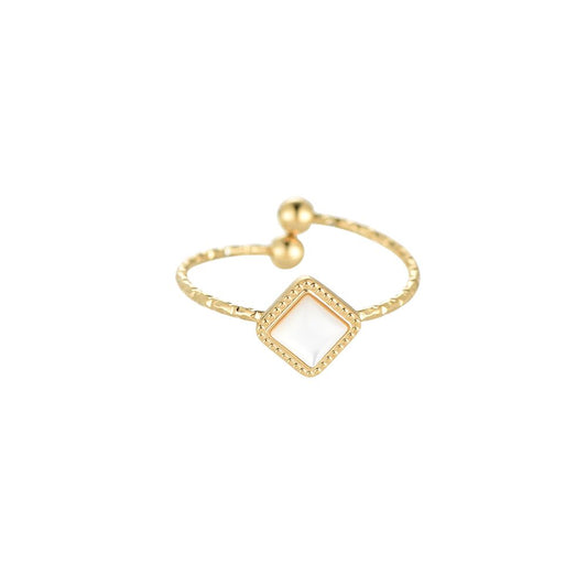 Classy Square Pearl Stainless Steel Rings