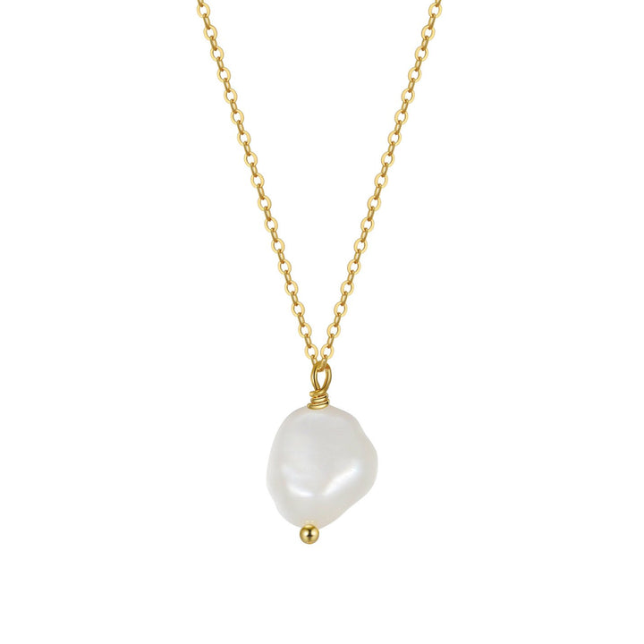 freshwater pearl in silver pendant, gold color