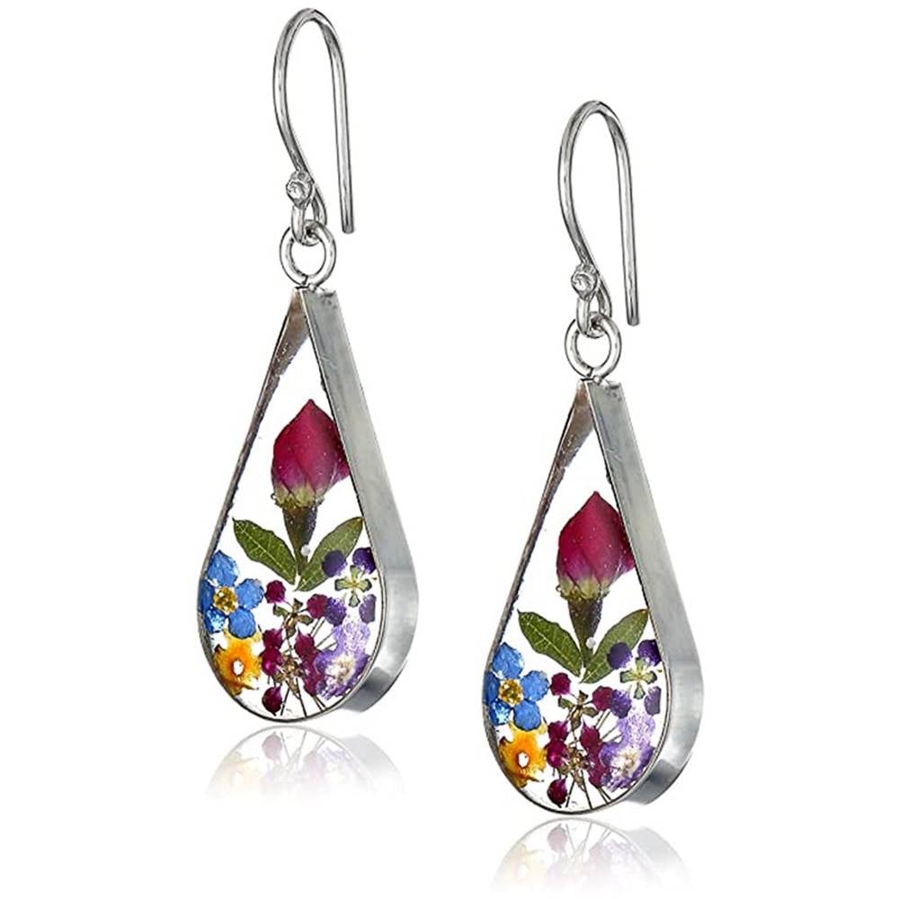 Pressed Flower Teardrop Earrings