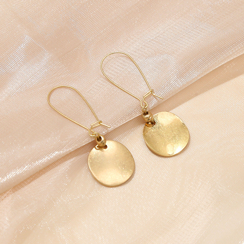 Flat Circle Brushed Statement Earrings