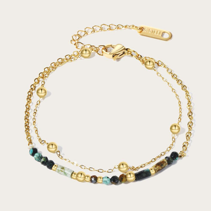 Gold Beaded Gemstone Bracelet