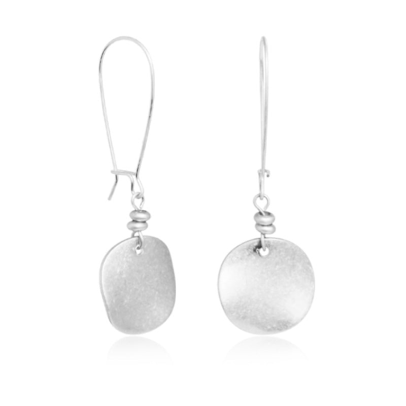 Statement Flat Circle Brushed Earrings