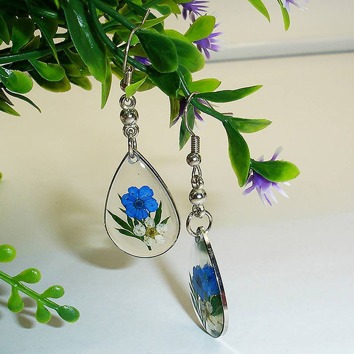 Pressed Flower Teardrop Earrings