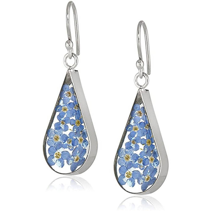 Pressed Flower Teardrop Earrings