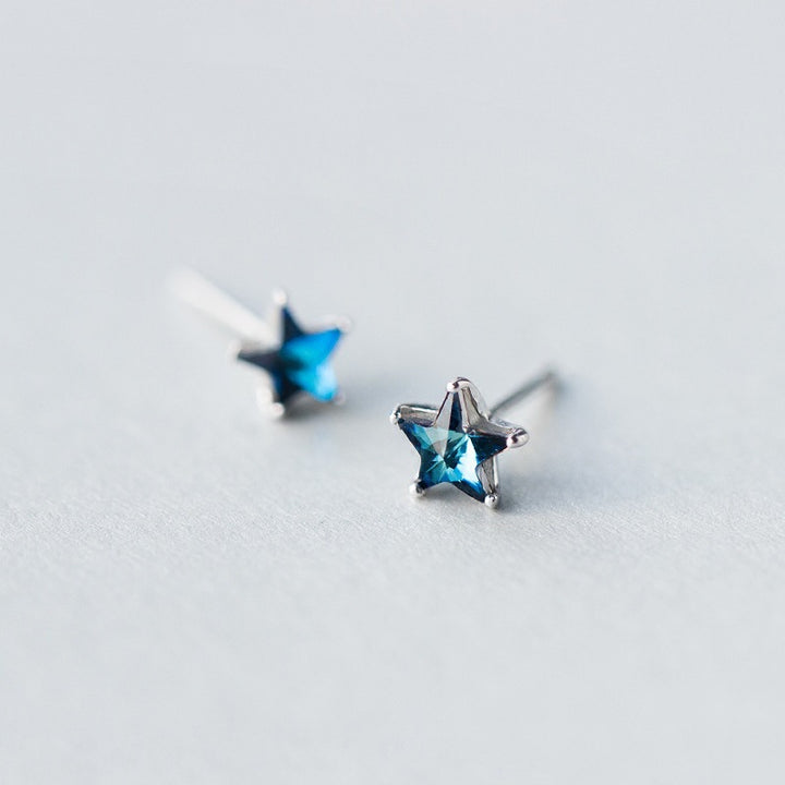 Star Earrings with Blue Zircon